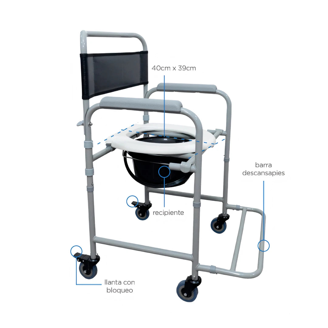 Silla Sanitaria | Ruedas | Acero